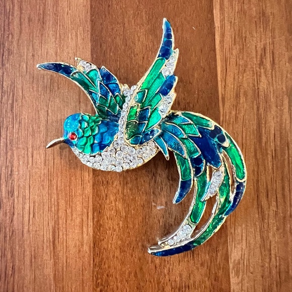 Vintage Enamel Bird Brooch - Picture 2 of 6